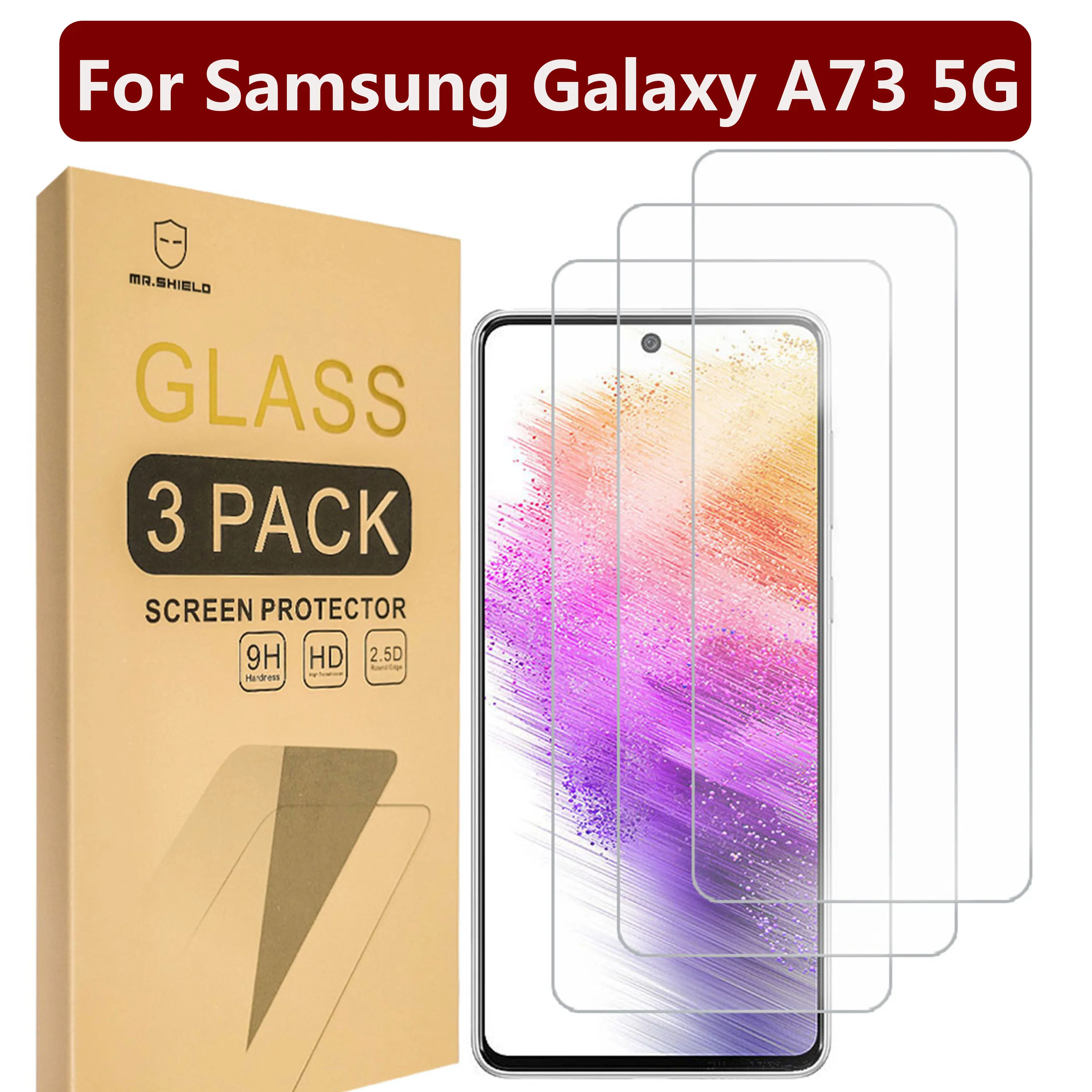 

Mr.Shield [3-Pack] Designed For Samsung Galaxy A73 5G [Tempered Glass] [Japan Glass with 9H Hardness]