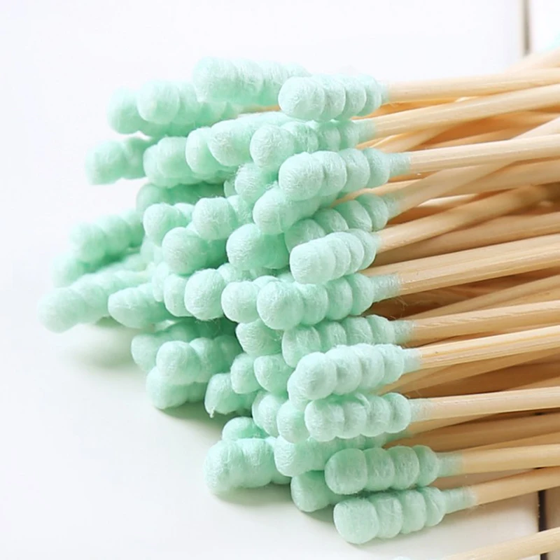 2022 NEW Fashion100pcs/bag Double Head Cotton Swabs Nose Ears Cleaning Wood Cotton Swabs Women Makeup Disposable Cotton Buds