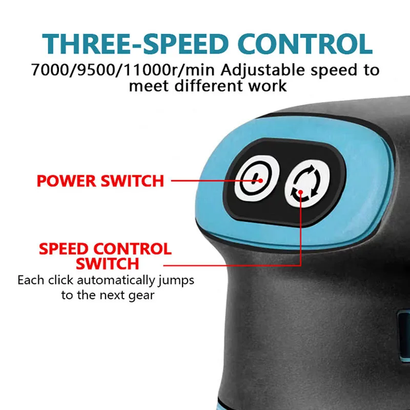 125mm 3Speed Brushless Random Orbital Sander For Makita 18V Battery Tool