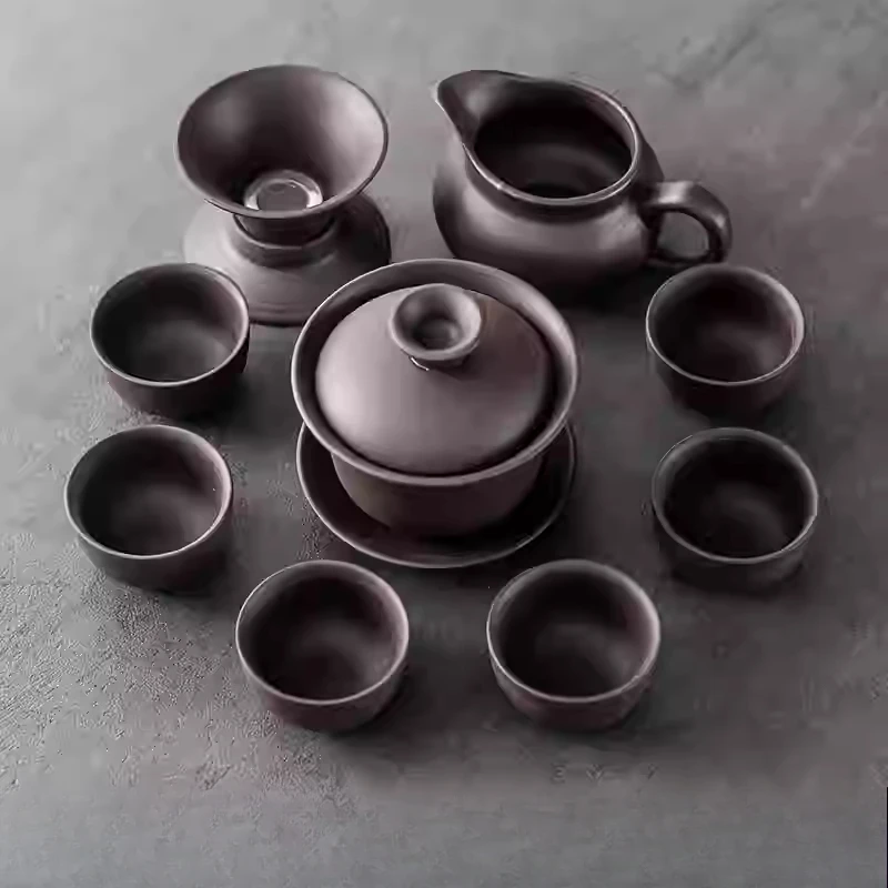 Purple Sand Kung Fu Tea Set Home Living Room Japanese Simple Cup Teapot Teacups Teasea Tea Leakage Ceremony