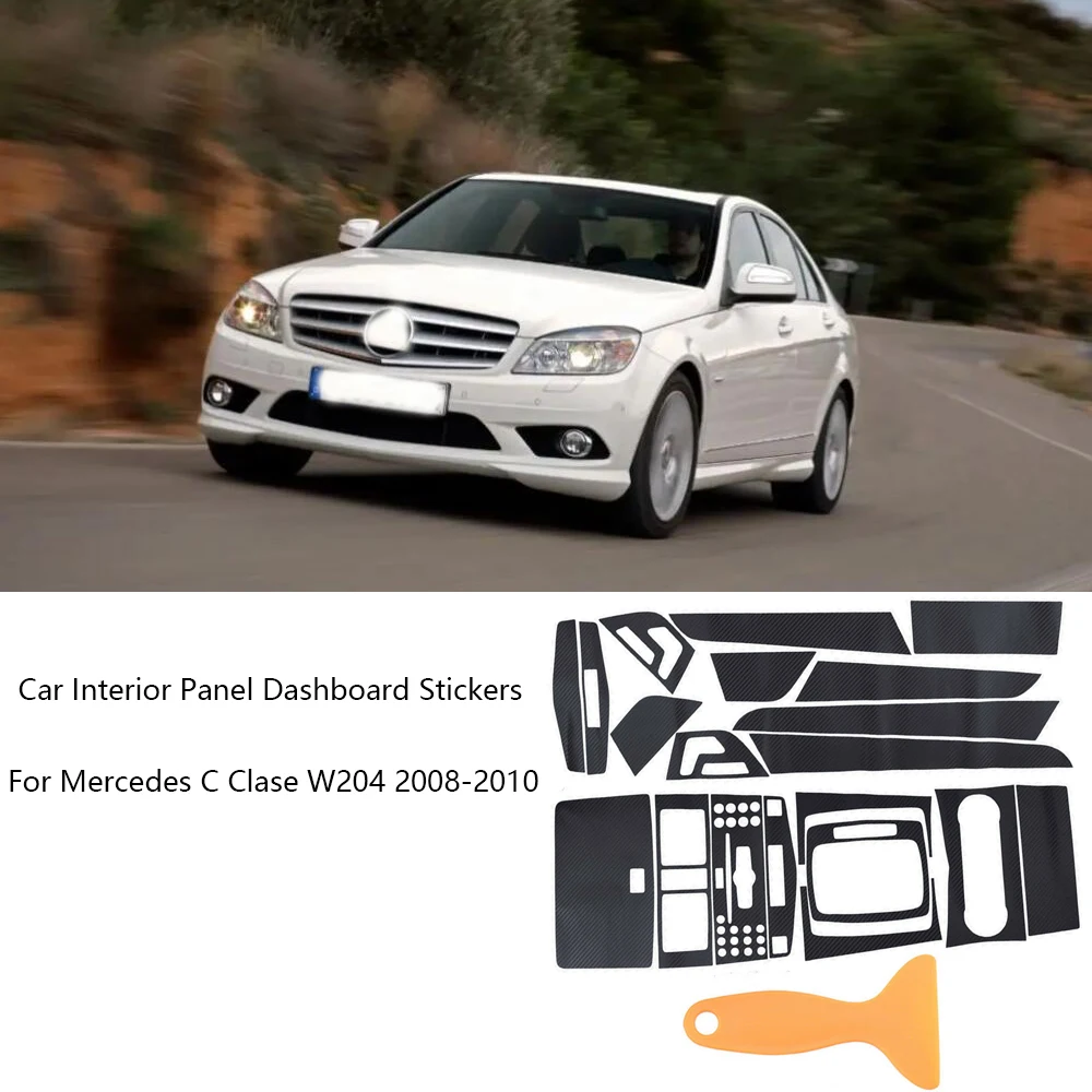 

3D наклейки на приборную панель из углеродного волокна для Mercedes C Clase W204 2008-2010, наклейки на приборную панель, декоративные наклейки