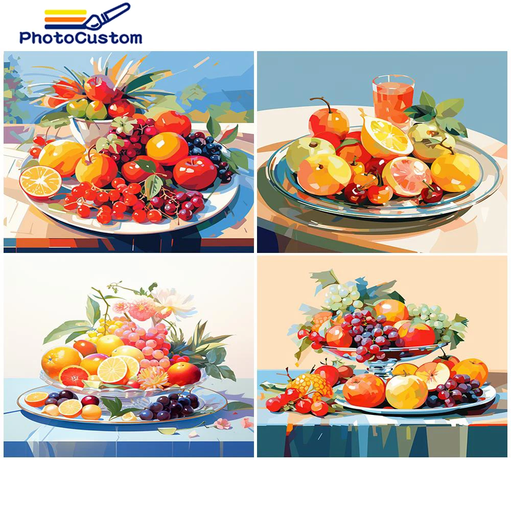 PhotoCustom 40x50cm DIY Painting By Number Fruit Kit Painting By Numbers Paint On Canvas Picture Hand Painted Home Decoration