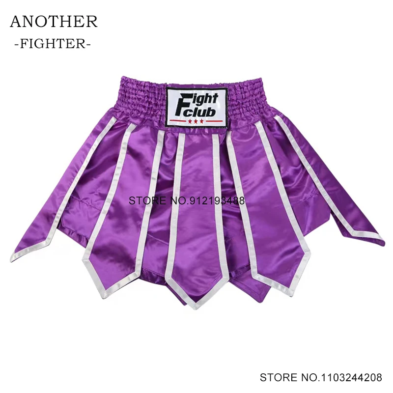 Muay Thai Shorts Lotus Ribbons Kickboxing Shorts Men Women Children Gym Grappling Sparring Fighting MMA Boxing