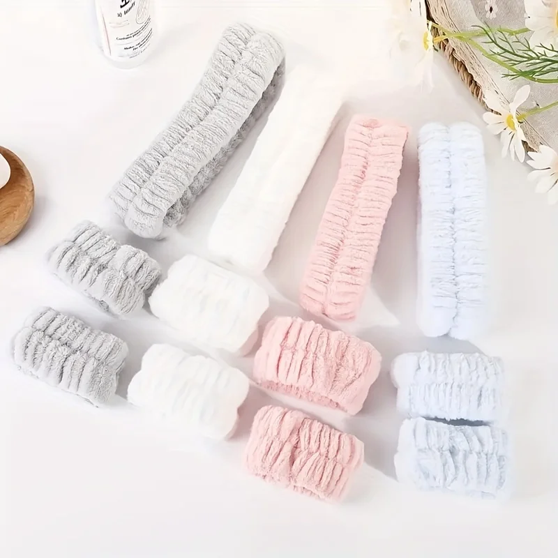 Set di 6 pezzi di fascia per capelli da spa, clip a griffe e fascia per capelli in velluto, adatta per lavare il viso, la cura della pelle e il trucco, con