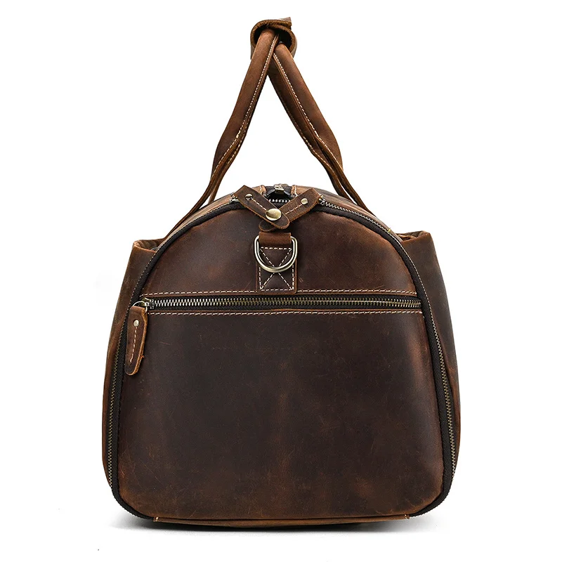 Leather Travel Bag With Shoe Compartment