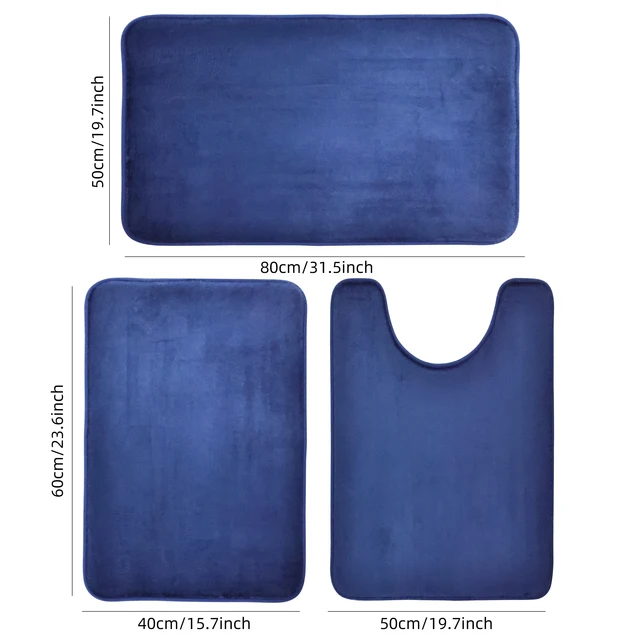 Toilettes trois pièces, tapis de sol de bain, tapis de douche, tapis absorbant de bain, tapis antidérapant, doux et confortable, buanderie. 3
