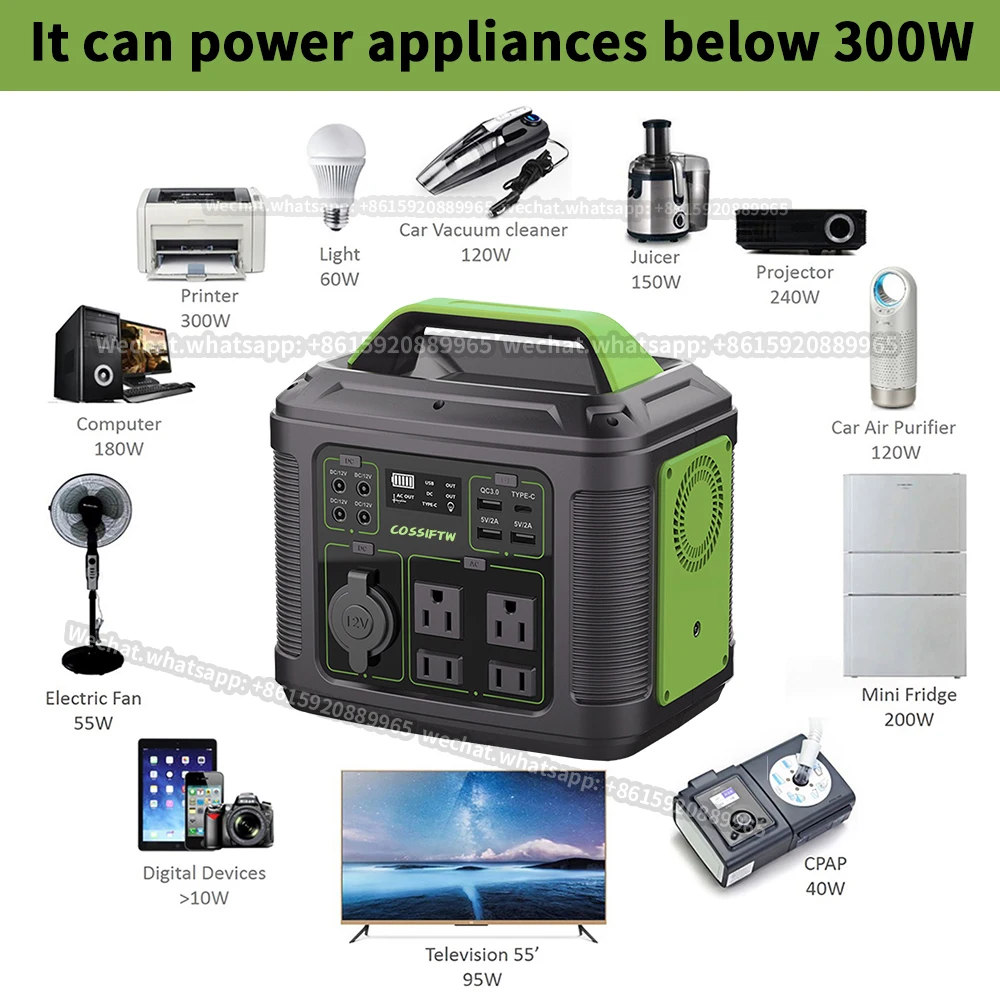 COSSIFTW Portable Power Station 300W H80000MAH Power Bank Generator with QC3.0 PD AC Output for Outdoor Camping Emergency Backup