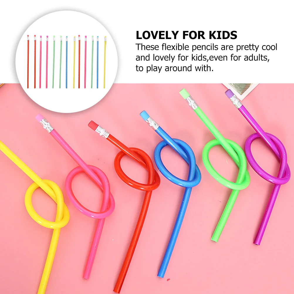 20 Pcs Flexible Pencils Folding Pencil Student Pencils Flexible Pencil With Eraser Keep Writing Flexible Pvc for Bendable