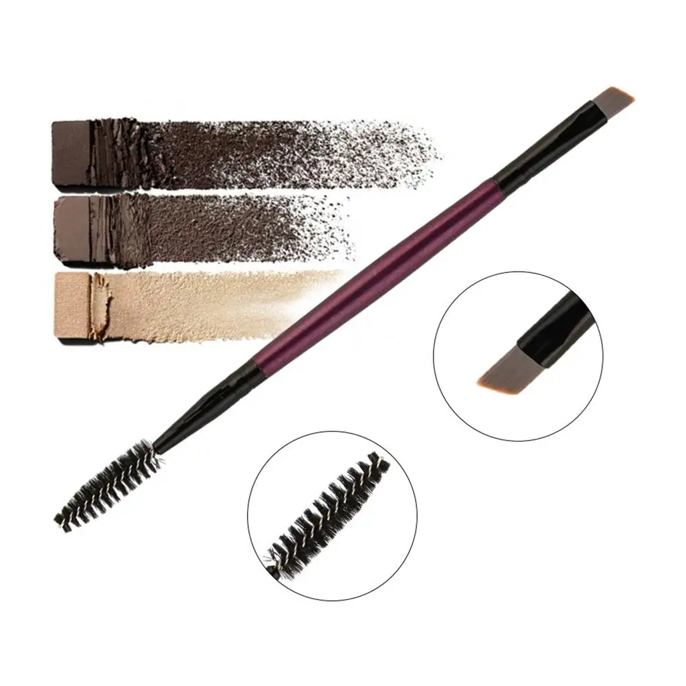 

Single Eye Makeup Brush Double Head Nylon Fiber Brush Easy To Stick Powder Eyebrow Brush Pencil Thin Angled Brush Portable Brush
