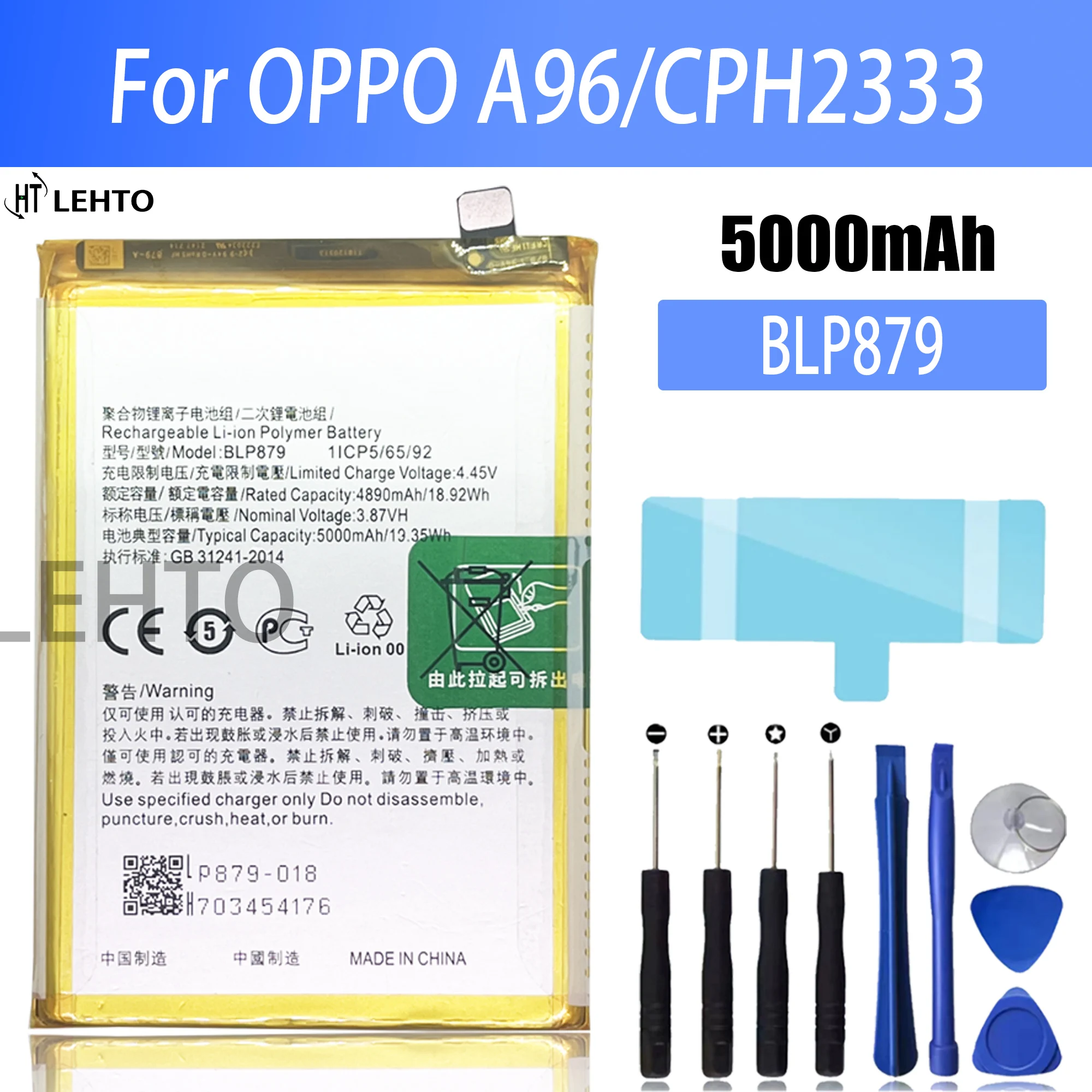 

BLP879 879 Battery For OPPO A96 / A36 Repair Part Original Capacity Phone Batteries Bateria