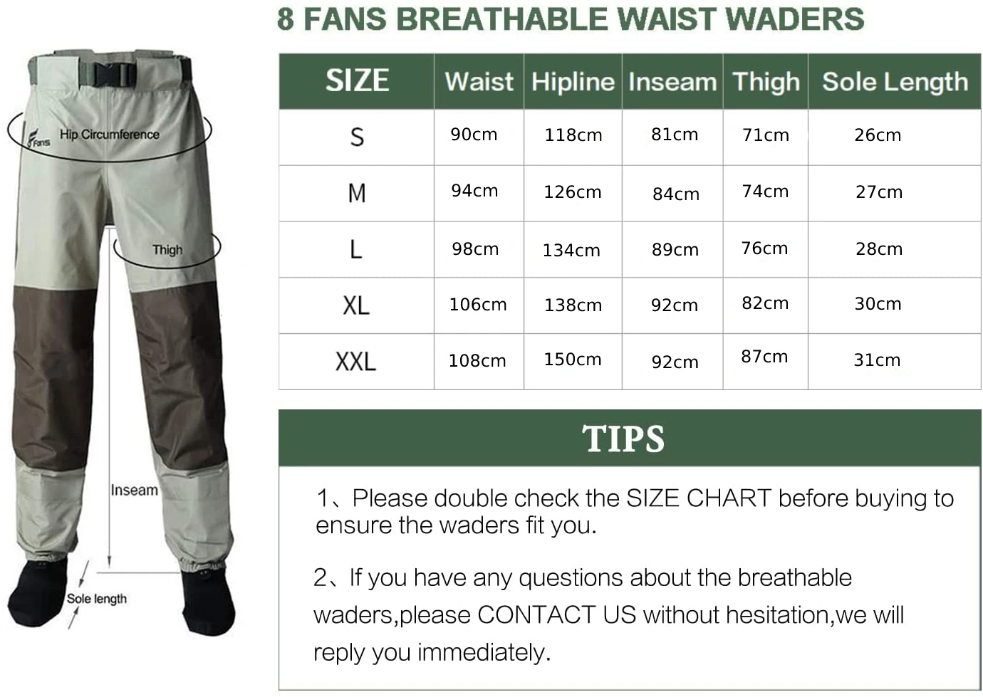 8 Fans Men's Women Fishing Waist Waders - 3-ply Durable Breathable And  Waterproof For Duck Hunting, Fly Fishing，kayaking - Fishing Jerseys -  AliExpress