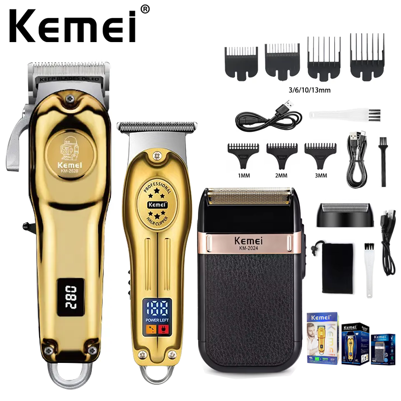 Kemei KM-2628 KM-678 KM-2024 Professional Electric Hair Clippers Beard Clipper Rechargeable Men's Shaver Hair Trimmer Kit