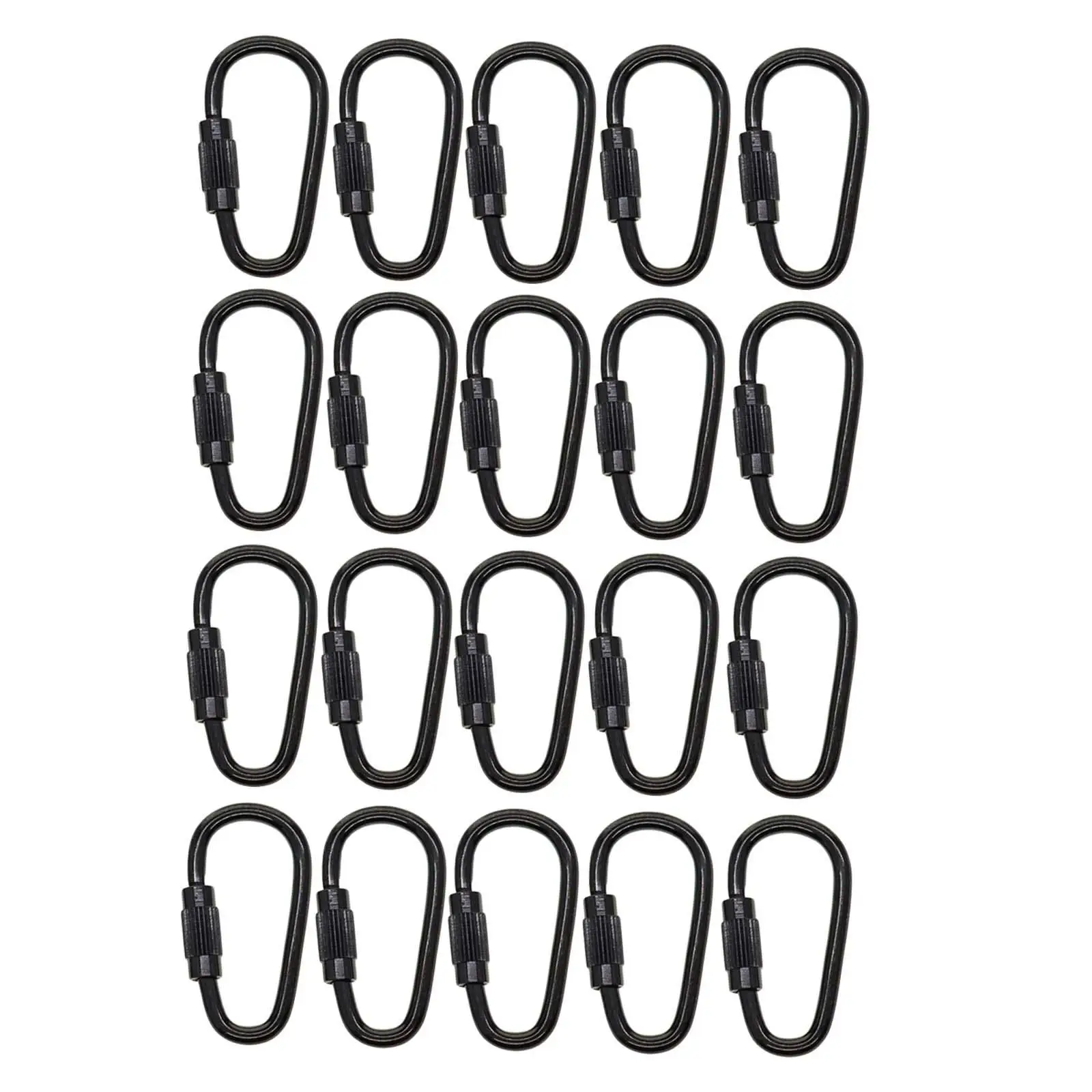 Small Locking Carabiner Clip Screw Lock Carabiner Steel Black Hanging 20Pcs climbing carabiner