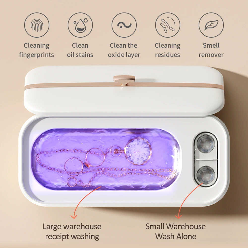 Double Chamber Ultrasonic Cleaning Machine UV High Frequency Ultrasonic 360° Washing Jewelry Watch Glasses Dentures Remove Stain
