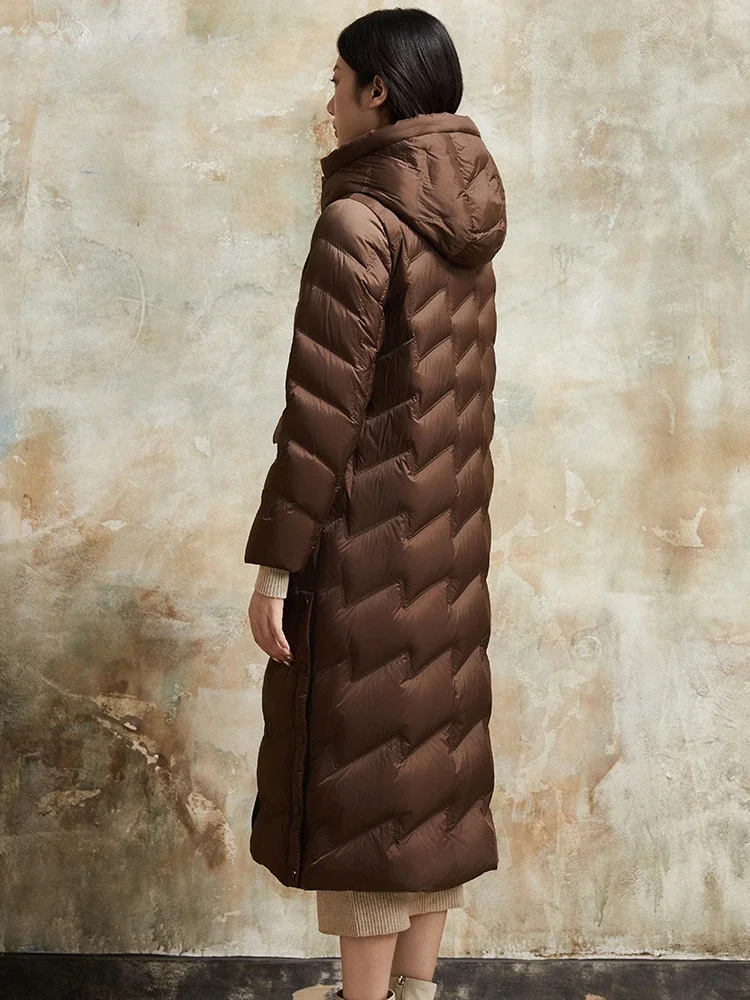 Down jacket for women 2023 new 90 white duck down, slimming and extra long, thickened and warm, extended winter jacket for women