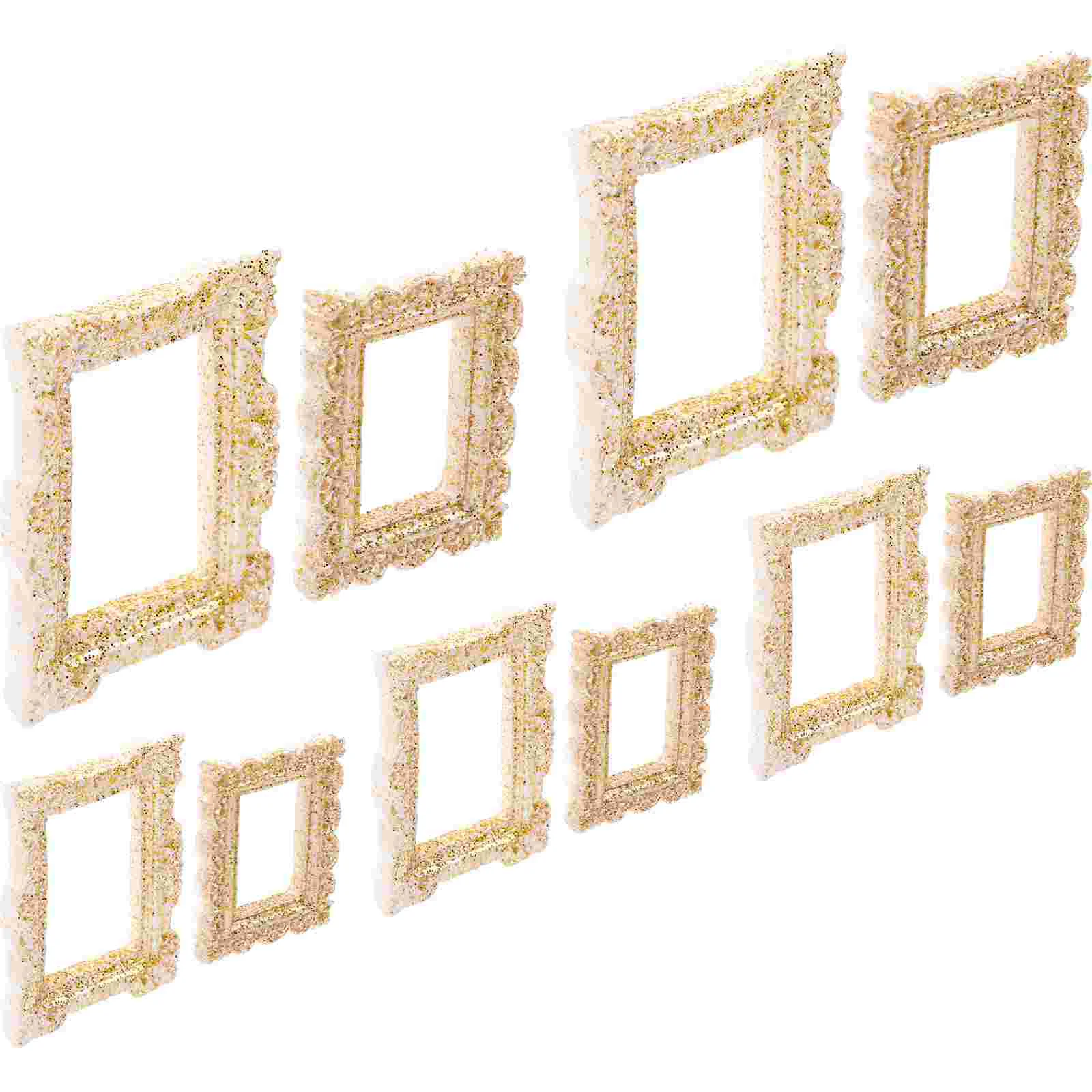 

10 Pcs Photo Frame DIY Craft Making Accessory Wallet Size Picture Frames Toy Room Mini Resin Vintage