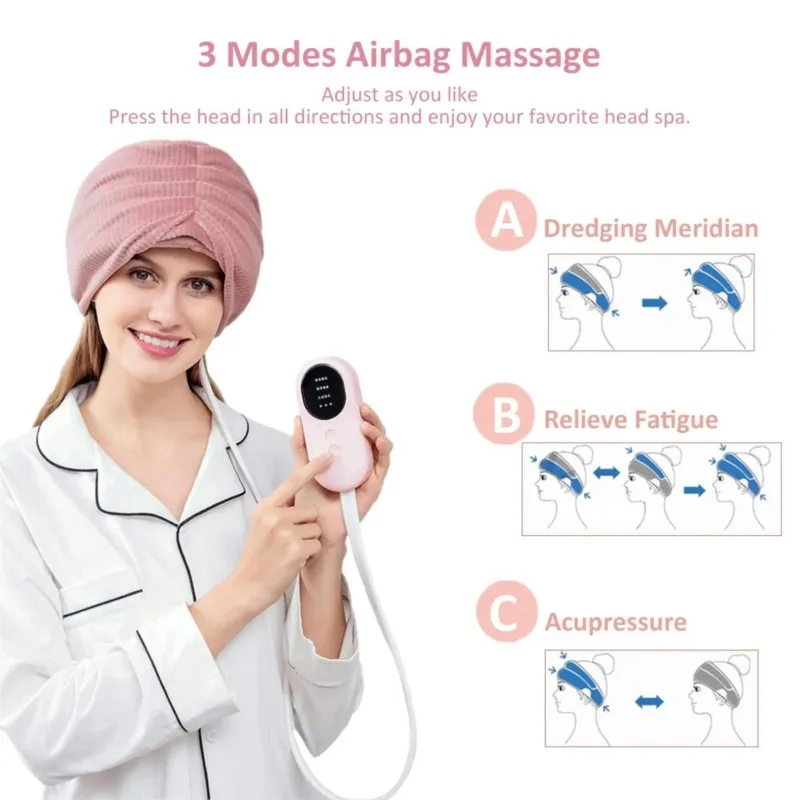 

Electric Heated Head Massager Air Pressure Therapy Head Scalp Massager With 3 Modes for Deep Sleeping Stress Relief Health Care