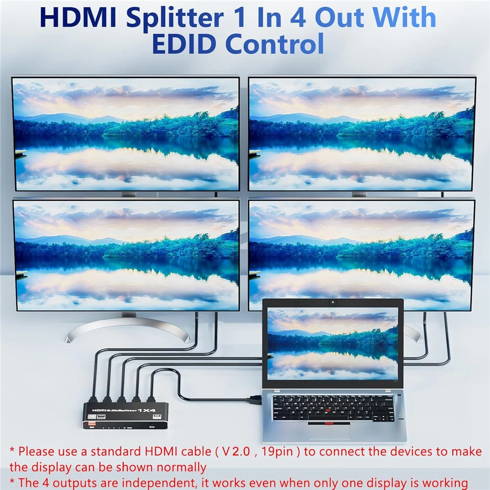 4K 60Hz HDMI-compatible Splitter 1 input 4 outputs HDMI Adapter one to 2 4 HD Vi