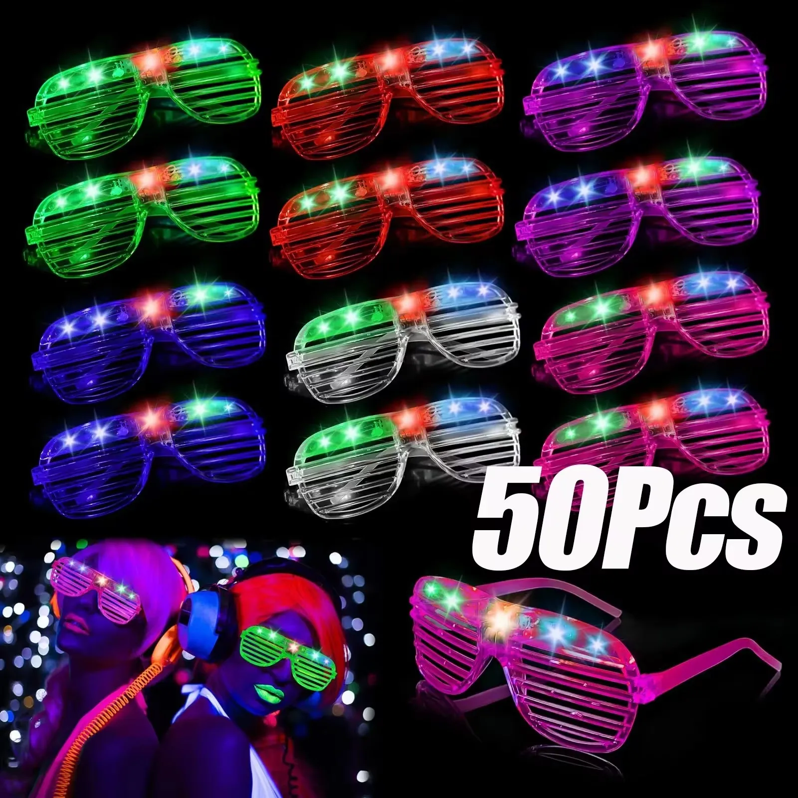 Glow in the Dark LED Eyeglasses Multiple Neon Colors Blinds Lampshade Glasses Christmas Mardi Gras Birthday Neon Mardi Gras Part,glow glasses,glow sunglasses