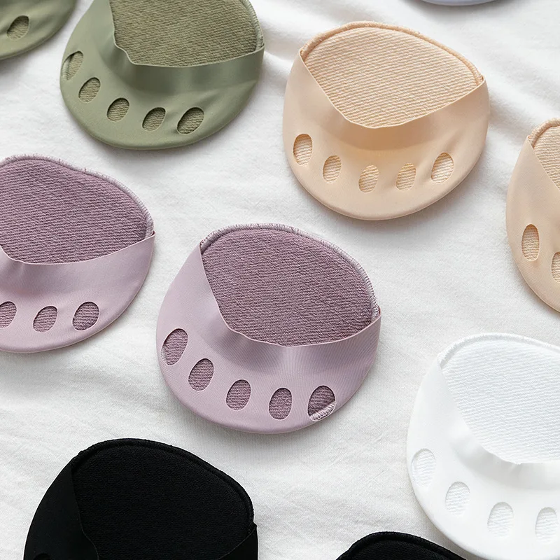 Shoe Insoles Summer Thin Breathable Ice Silk Invisible No Show Socks Five Fingers Forefoot Pads Women High Heels Half