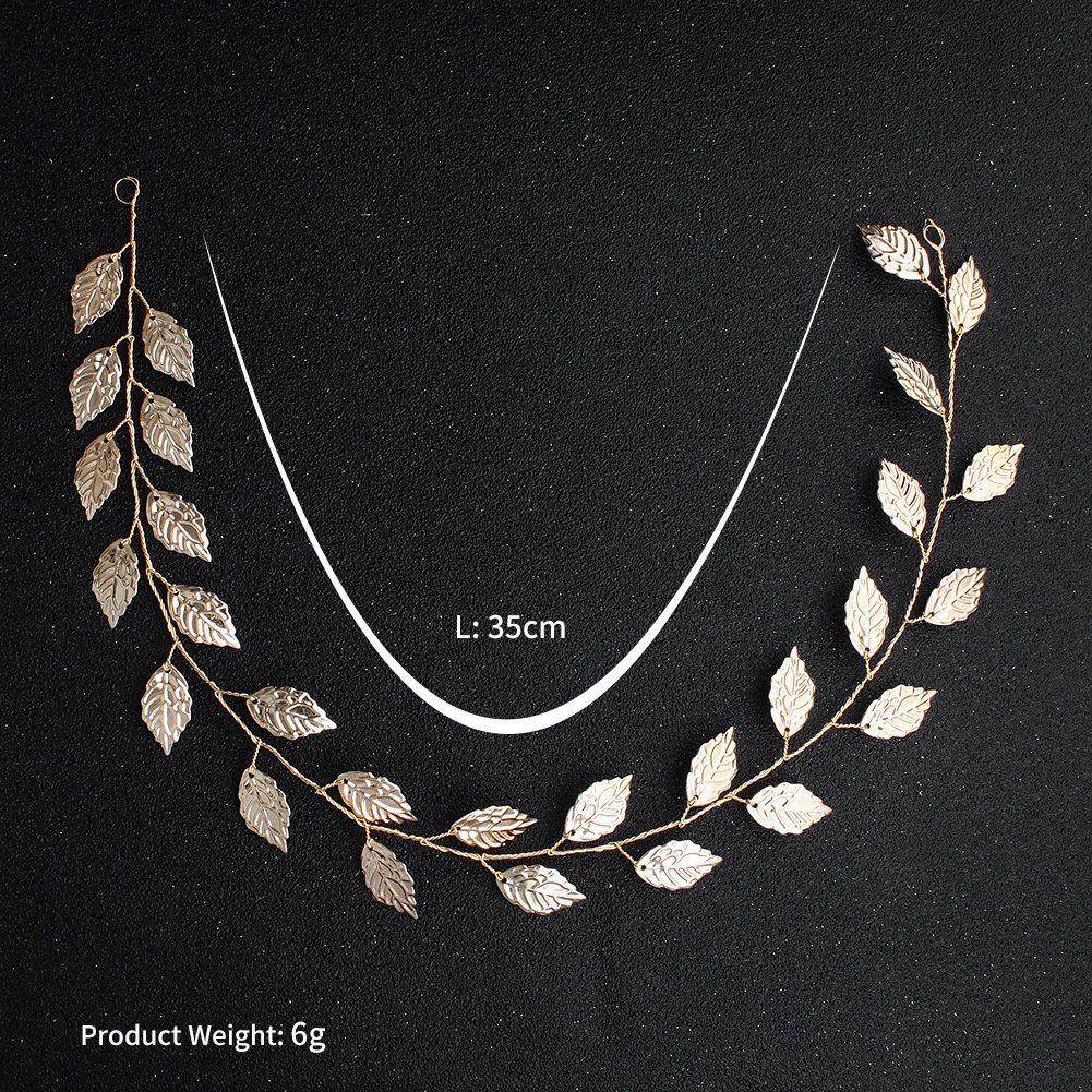 Brautschmuck, einfache Metall-Haarbänder, Europa und die Vereinigten Staaten, Hochzeit, Kopfschmuck, handgefertigt, Blattgold-Stirnband, weiblich – Detail 4