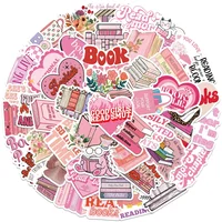 50PCS Pink Smut Bookish Reader Sticker Aesthetic Love Cute Girls Decals for Kindle Ipad Phone Laptop Diary Decor Sticker Pack 2