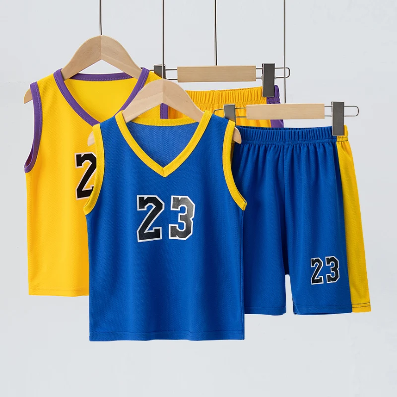 6/2 Pcs Children's Summer Quick-drying Exercise 23 Suit Boys Basketball Football Running Vest Joker Comfortable Shorts Students children clothing