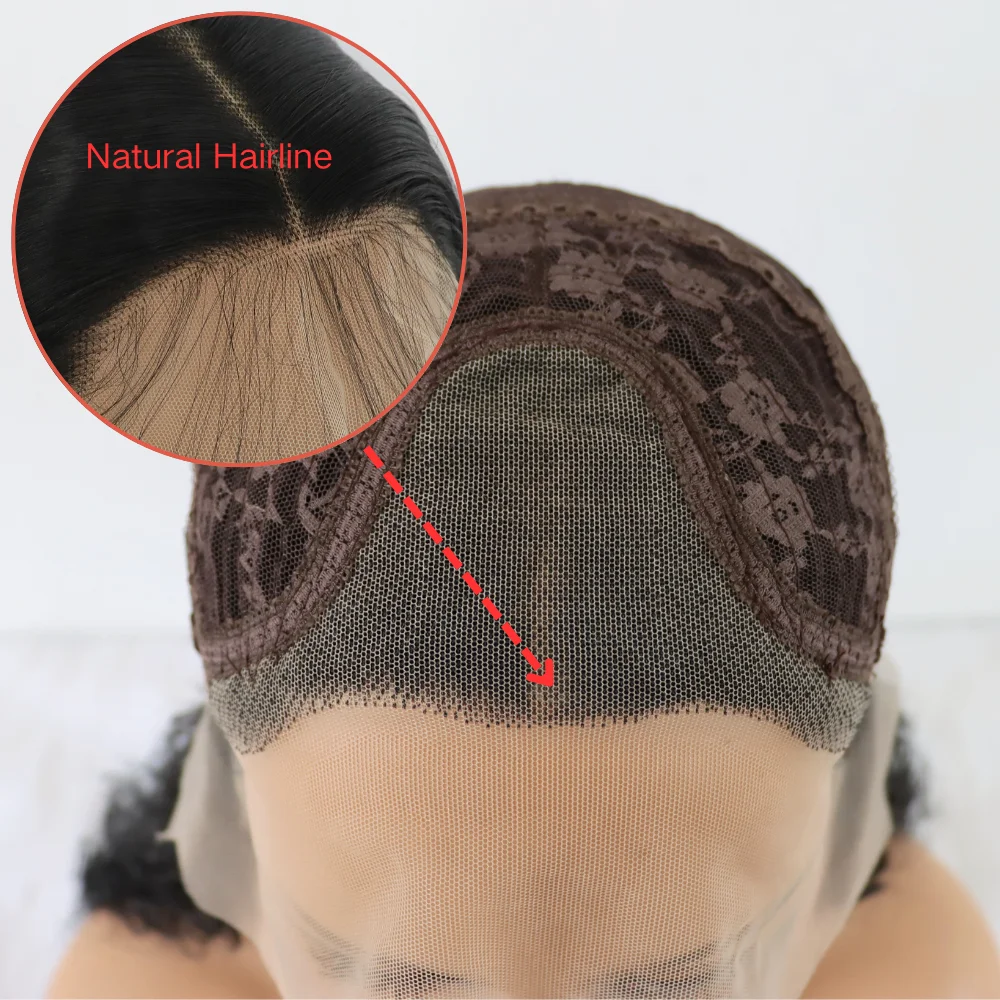 Deep Curly Short Bob Wig Heat-Resistant Glueless Synthetic Wig Deep Wave 13*3 Lace Front Wig Pre Plucked Natural Hairline