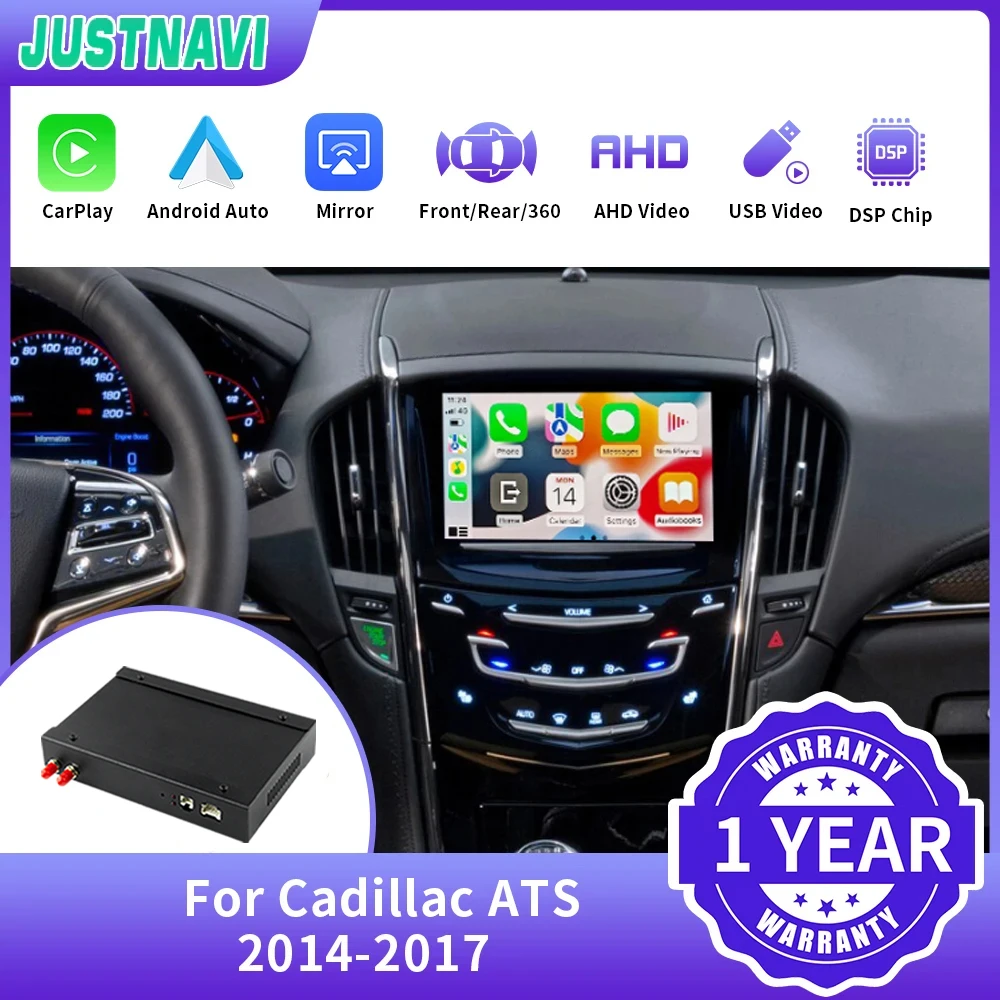 

JUSTNAVI беспроводной CarPlay для Cadillac ATS 2014-2017 XT5 SRX CTS XTS 8 дюймов с Android автомобильный интерфейс Mirror Link AirPlay