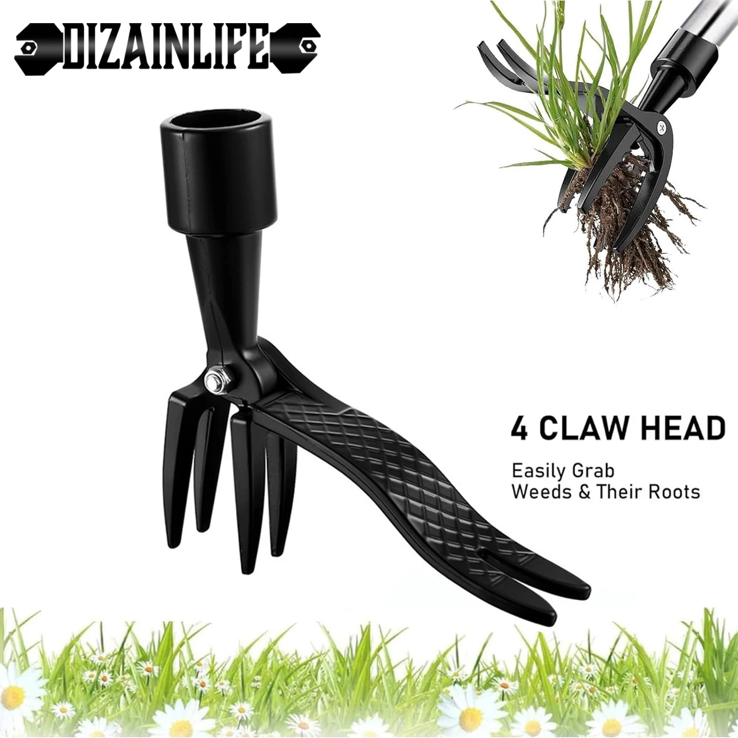 Weed Tool Head Stand Up Weed Puller Claw Tool Aluminum Alloy Weeding Head Replacement Garden Foot Pedal Digging Grass Shovel Root Remover