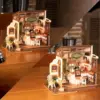 Robotime DIY Wooden Dollhouse Set  NO.17 Coffee Model Building Set with Accessories and LED Model Kit for Adult and Children 2