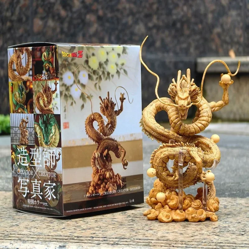 

Seven Dragon Ball Colored Wood Earth Dragon Yellow Statue Handmade Desktop Decoration Collectible Model Anime Surrounding gift