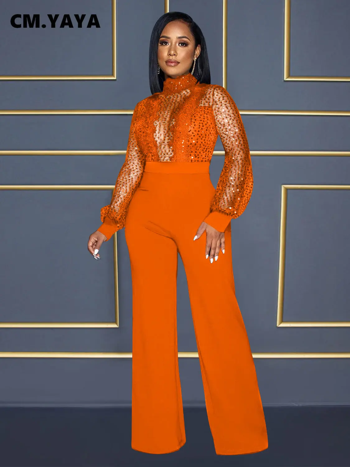 Cm. yaya dames kanten patchwork lange mouwen losse rechte jumpsuit mode