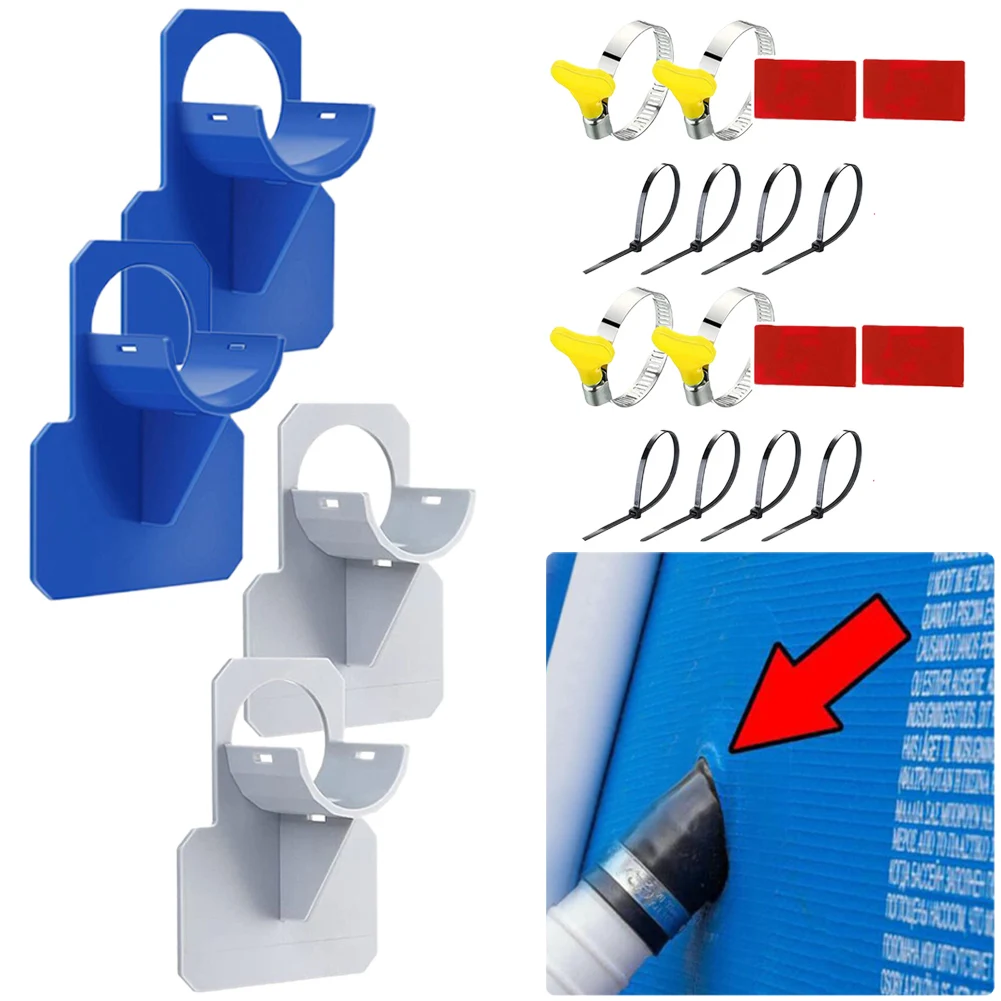 

2 Set Swimming Pool Pipe Holder Hose Bracket Mount Supports Pipes For Intex Above Ground Hose Outlet With Cable Tie Accessories