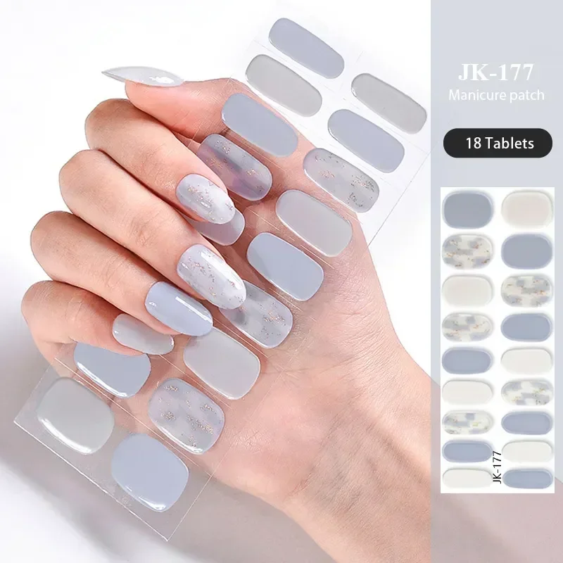 16/18/20Tips French Gel Nail Strips Patch Sliders Adhesive Waterproof Long Lasting Full Cover Gel Nail Stcikers UV Lamp Need 6