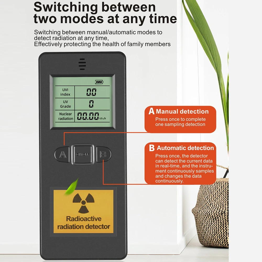KF910 Portable Nuclear Radiation Detector UVI Index Tester Ultraviolet Detection Multi-function Radioactive Radiation Dosimeter