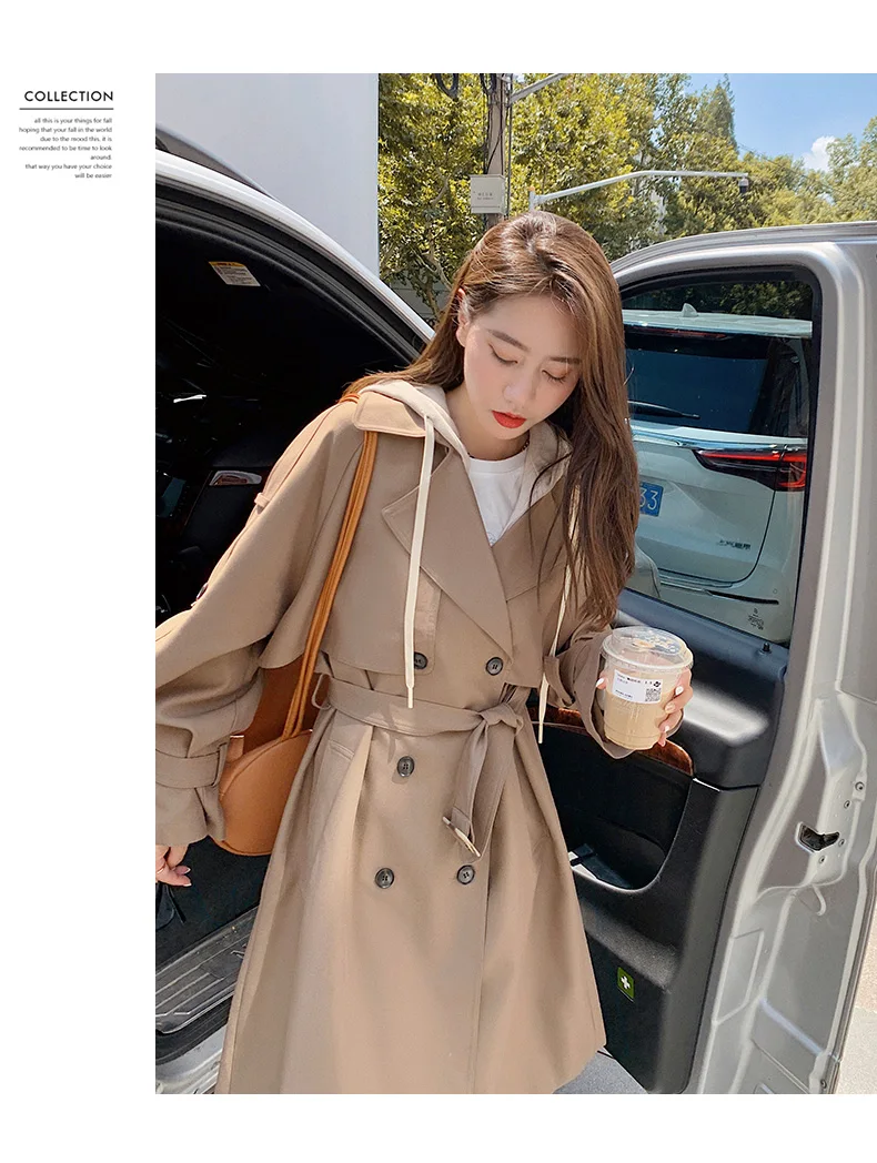 best winter coats for women Fashion New Long Hooded Trench Coat Women Double-Breasted Lady Duster Coat Windbreaker Spring Autumn Outerwear Female Clothes best winter coats for women