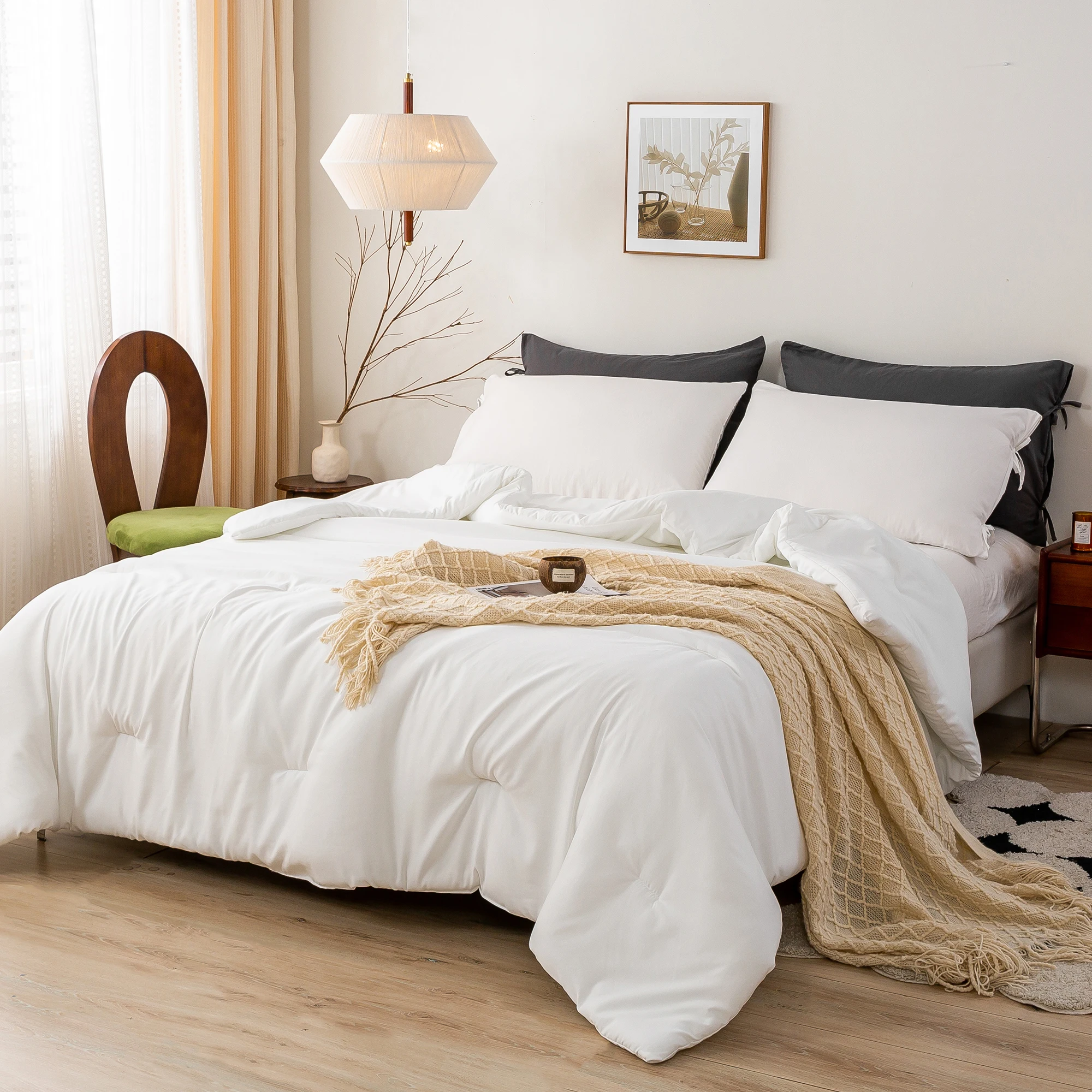 

Мягкая Белая двуспальная Удобная пуховая Альтернативная Подушка большого размера и 2 подушек цвет желтовато-легкое, но теплое всесезонное одеяло для кровати