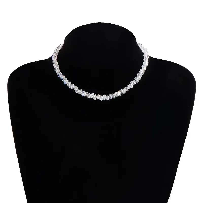 Mulit-cut Glass Crystal Irregular Beaded Choker Necklace for Women Transparent Vintage Korean Collarbone Collar Neck Jewelry - Image 4