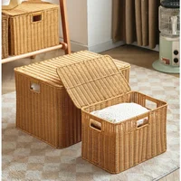 Large Rattan Woven Storage Basket, Clamshell Design, Breathable Organizer, Stylish Practical Supplies, Modern Home 2