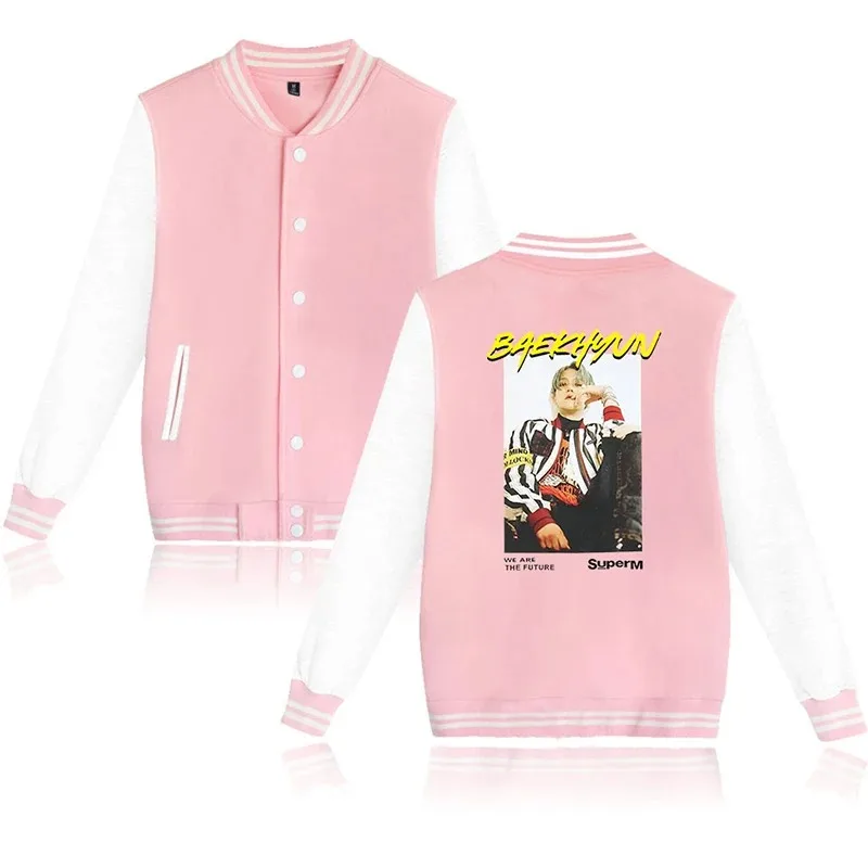 New fashion hip hop kpop super baekhyun men women baseball jacket hoodie long sleeve sport hoodies jackets tops
