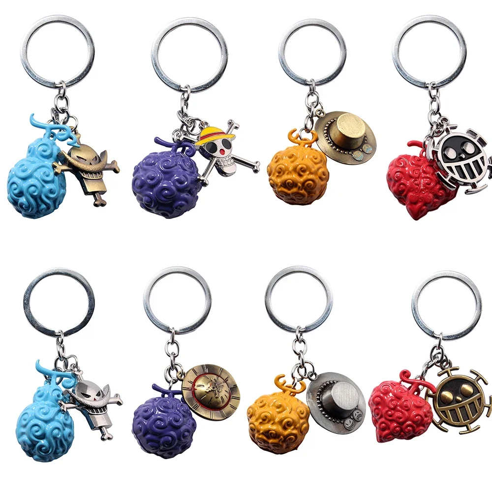 

One Piece Anime Metal Devil Fruit Straw Hat Pendant Keychain Anime Cosplay Prop Fans Collection Peripheral Gift Backpack Pendant