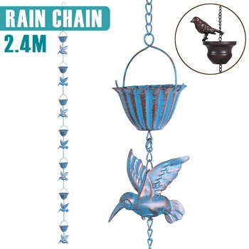 Hummingbird & Cup Metal Rain Chain 1