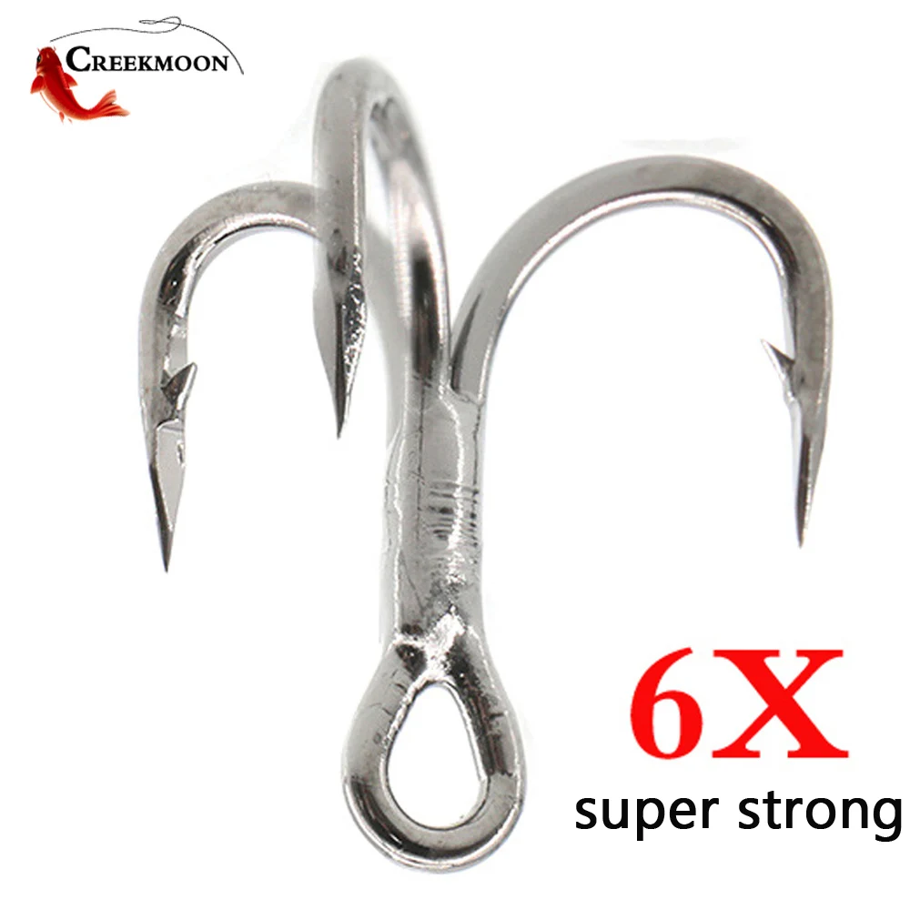 

20pcs 6X Super Sharp Round Treble Hook High Carbon Steel Max Test 210kg 2/4/6/8# Black Nickel Triple Fishhook Sea Fishing Tackle