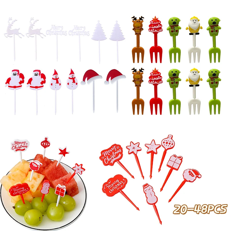 Christmas Fruit Fork Set Food Pick Sliced Fruit Fork Animal Plastic Toothpick Stick Bento Accessories food toothpick
