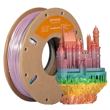 Eryone 레인보우 PLA 필라멘트 멀티컬러 퍼펙트 스풀, 3D 프린터용 텍스처, 빠른 배송, 200G, 1.75mm, 200G