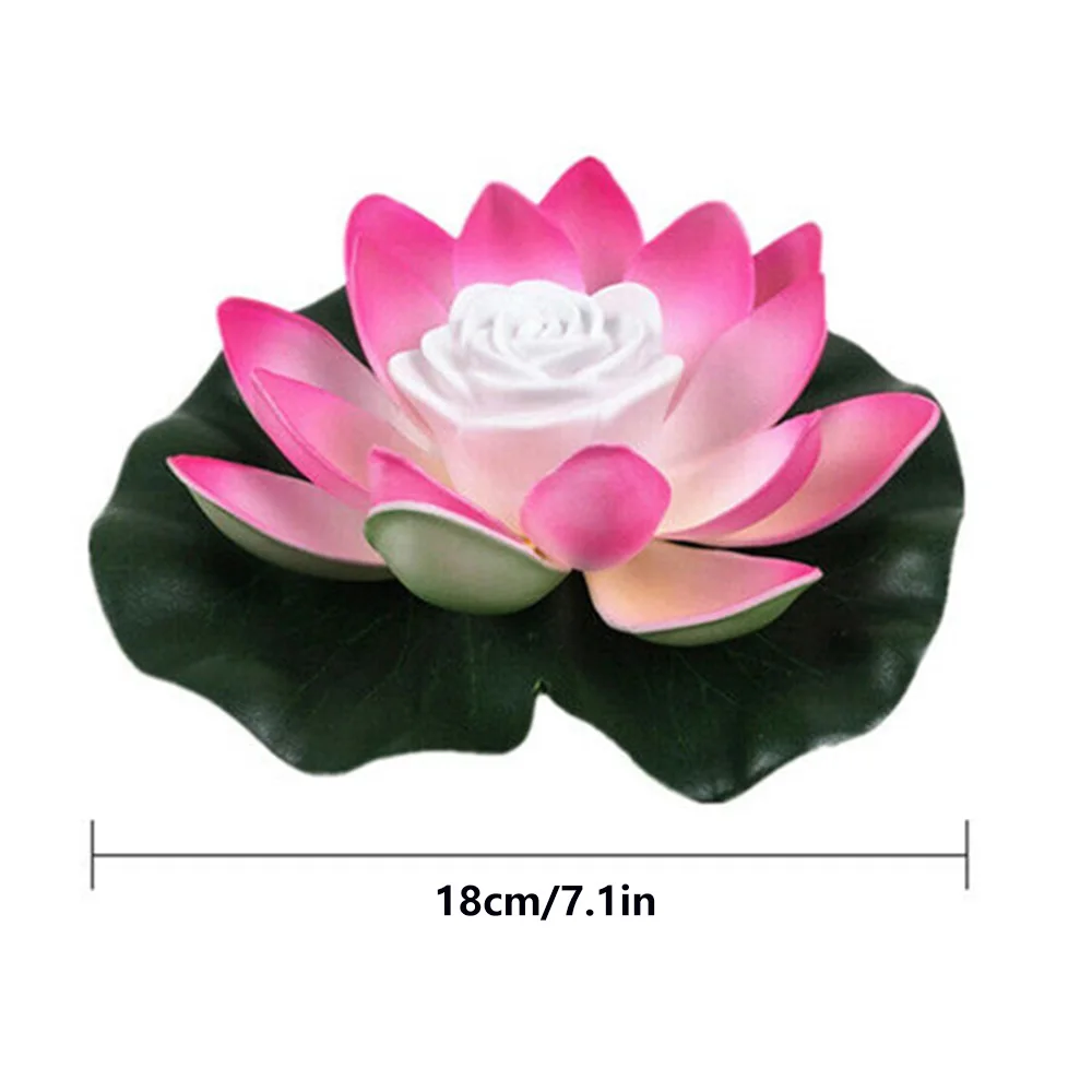 LED Artificial Waterproof Lotus Floating Pond Pool Lamp 18cm Prayer and Wishing Lantern Landscape Fountain Decoration artificial lotus plant