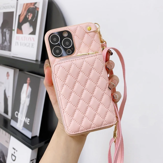 Luxury Leather Crossbody Chain Lanyard Phone Case For iPhone 15 Pro 14 Pro  11 12 13 Pro Max Cover Shockproof Cases Cute Card Bag - AliExpress