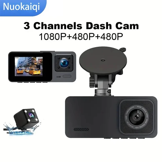 3 Channel Car Dvr Hd 1080p 3-lens Inside Vehicle Dash Camthree Way Camera  Dvrs Recorder Video Registrator Dashcam Camcorder - Dvr/dash Camera -  AliExpress