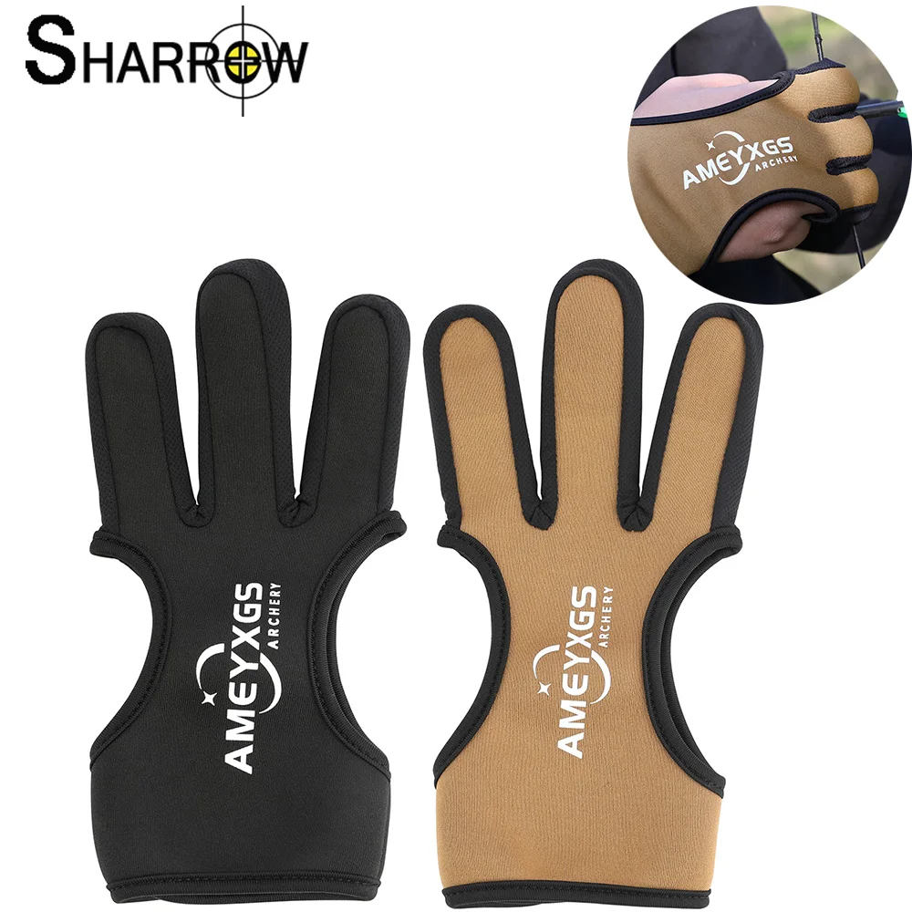 

1 PCS Archery Gloves 3 Fingers Anti-Slip Archery Guard Hand Finger Protection Shooting Gloves for Left Right Hand